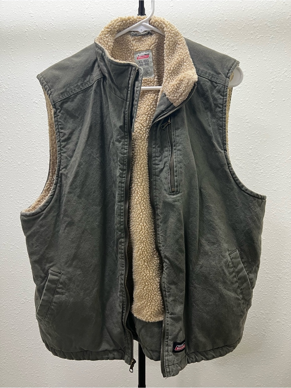 Dickies Olive Green Sherpa-Lined Utility Vest